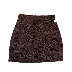 Two-toned Mini Skirt with Cutout, and Silver Buckle